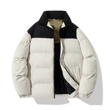 Gefütterte Herren Steppjacke mit hohem Kragen – Aprikose