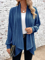 Leah™ - Rippstrick Drape Cardigan – Blau