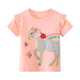 Mädchen T-Shirt mit verspieltem Einhorn-Design und Rüschendetails Drune – Grün