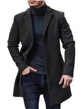 Herren eleganter Langmantel mit modernem Schnitt und hochwertigem Innenfutter Aliams – Schwarz