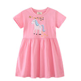 Mädchen Kurzarm Kleid mit bezauberndem Einhorn-Design Drune – Blau