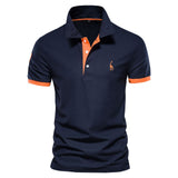 Peter - Poloshirt – Marineblau und Orange