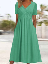 Maryjane | Damen Midikleid | V-Ausschnitt – Grün