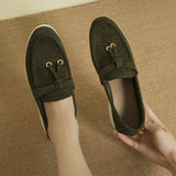 Damen nan bequeme Slip-On Loafer mit dekorativem Quastenbesatz und ergonomischer Gummisohle Drune – Olivgrün