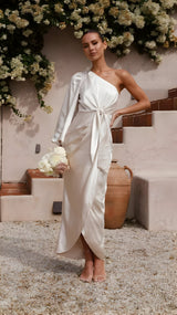 Beric | Satin-Maxi-Kleid – Weiß