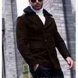 Herren eleganter Wollmantel mit Teddyfell-Kragen Aliams – Braun