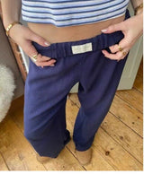 Evgenia - Weit Geschnittene Loungehose Mit Elastischem Bund – Marineblau