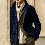 Herren Modischer Wildleder-Mantel Aliams – Schwarz Blau