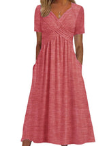 Maryjane | Damen Midikleid | V-Ausschnitt – Rosa