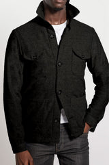 Herren modische Utilityjacke mit praktischen Taschen und elegantem Stehkragen Aliams – Schwarz