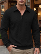 Eliyahu - Stylische Langarm Jacke Mit Halbem Reißverschluss – Schwarz