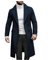 Herren eleganter Langmantel mit seitlichen Eingrifftaschen Aliams – Dunkelblau
