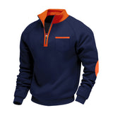 Eoghan – Fleece-Sweatshirt Mit Viertelreißverschluss – Marineblau