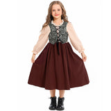 Unisex nan Kinderkostüm Set mit bestickter Paisley-Weste und Rüschenbluse Drune – Mädchen
