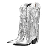 Damen Cowboystiefel Im Boho Stil | Elegante – Silber