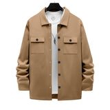 Herren nan Overshirt-Jacke mit Brustklappen, lockerer Passform und durchgehender Knopfleiste Drune – Kamel