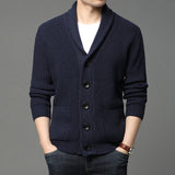 Herren Strickjacke mit hoch geschlossenem Kragen und praktischen Taschen Aliams – Dunkelblau