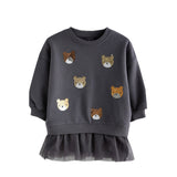 Mädchen Sweatshirt mit Tüllunterrock und tierischen Applikationen Drune – Unbekannt