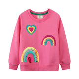 Mädchen Sweatshirt mit glitzernden Regenbogenapplikationen Drune – Blau