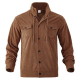 Herren cordjacke mit hochgeschlossenem Kragen und praktischen Pattentaschen Aliams – Braun