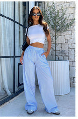 Evgenia - Weit Geschnittene Loungehose Mit Elastischem Bund – Blau