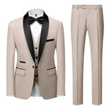 Herren Klassisch Hochzeitsgast Anzug | Slim Fit – Beige / 3 Pcs Satz