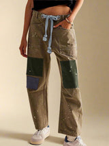 Rhea | Boho-inspirierte Patchwork-Hose für einen lässigen Look – Terrakotta