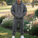Herren nan utilitaristisches Kapuzenpullover und Cargo-Jogginghose Set Drune – Dunkelgrau