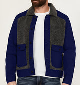 Herren Outdoor-Jacke mit Teddyfellkragen und funktionalen Taschen Aliams – Blau