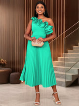 Adi™ - Couture Asymmetrisches Ein-Schulter-Abendkleid – Mintgrön