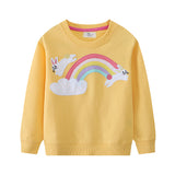 Mädchen Sweatshirt mit buntem Regenbogen und Hasenmotiv Drune – Türkis