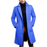 Herren eleganter lang geschnittener Mantel Aliams – Blau