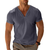 Herren lässiges Henley-T-Shirt mit Knopfleiste und atmungsaktivem Stoff Drune – Grau