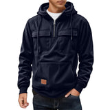 Herren Fleece-Hoodie mit praktischen Taschen Aliams – Dunkelblau