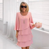 Margaux | Elegantes Midi-Kleid mit Rüschen – Rosa