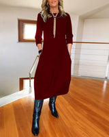 Elvira - Modisches und bequemes Sommer-Midikleid – Rotwein
