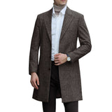 Herren eleganter Wollmantel mit luxuriösem Schnitt und praktischen Taschen Aliams – Braun