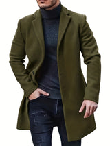 Herren eleganter Langmantel mit modernem Schnitt und hochwertigem Innenfutter Aliams – Olivgrün