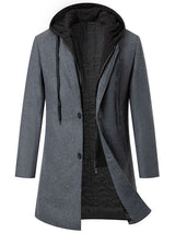 Herren eleganter Melton-Mantel mit abnehmbarer Kapuze und praktischen Taschen Aliams – Grau