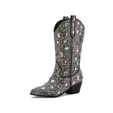 Glitzernde Cowboystiefel Für Damen | Wadenlang – Schwarz