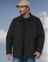 Herren lässige Wolljacke mit praktischen Brusttaschen Aliams – Schwarz