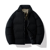 Gefütterte Herren Steppjacke mit hohem Kragen – Schwarz