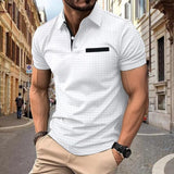 Herren modisches Kurzarm-Polohemd mit strukturiertem Design Aliams – Weiß