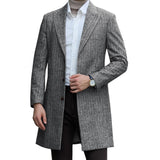 Herren eleganter Wollmantel mit luxuriösem Schnitt und praktischen Taschen Aliams – Grau
