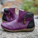 Damen nan lederoptik gefütterte Stiefelette mit seitlichem Reißverschluss und rutschfester Laufsohle Drune – Lila