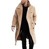 Herren eleganter Wollmantel mit klassischem Revers und doppelter Knopfleiste Aliams – Khaki