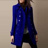 Louise - Eleganter Wollmantel ein Hauch von Luxus – Blau
