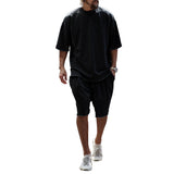 Herren lässiges Premium Freizeit-Set mit Oversized T-Shirt und lockeren Shorts Aliams – Schwarz