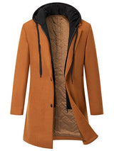 Herren eleganter Melton-Mantel mit abnehmbarer Kapuze und praktischen Taschen Aliams – Camel
