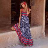 Maxikleid für Frauen mit Boho-Schrägstrich-Stil - Lumeyna – Dunkelblau